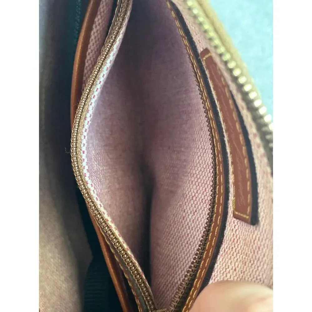 Dooney & Bourke Pebble Leather Crossbody Bag Taupe Brown Front Zip Pocket